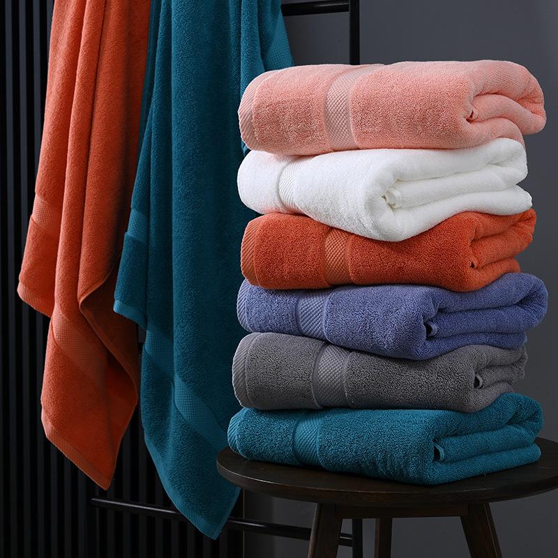 High Quality Bath Towel Skin-friendly Durable Soft and Comfortable Cotton Bath Towel 80*160 Thickened Plain Color Cotton Absorbent Hotel Bath Towel