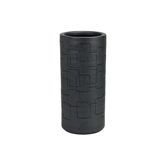 Tosato Shigaraki ware black glaze carved pattern umbrella stand UM16-001