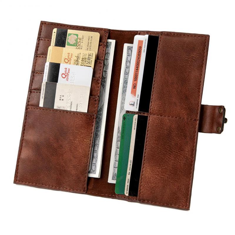 Johnature Vintage Long Wallet Card Holder Unisex Steampunk High Quality Pu Leather Solid Color Large Clutch Wallets