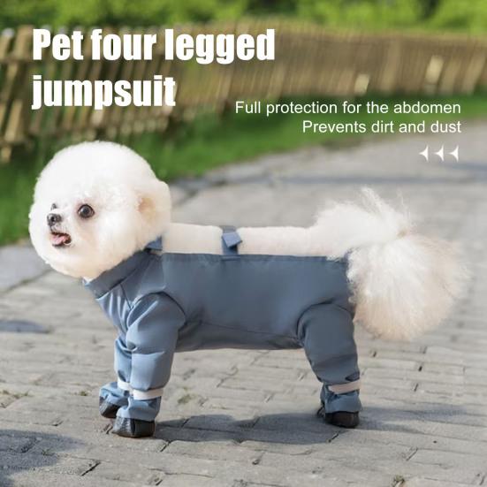 Dog Snowsuit with Attached Boots Non-Slip Puppies Suspender Booties Waterproof Dog Snow Suit