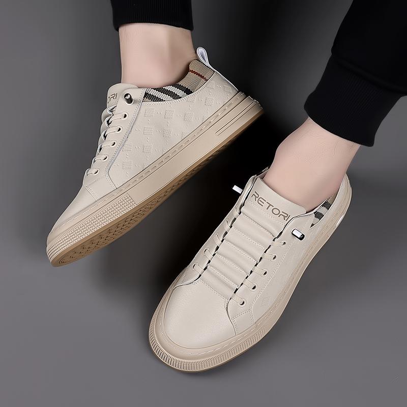 Fashion Leather Fashion Vulcanize Footwear Men Lace-Up Male Comfortable Walking Shoe All-match Skate Shoes Men Antiskid Mens Sneakers