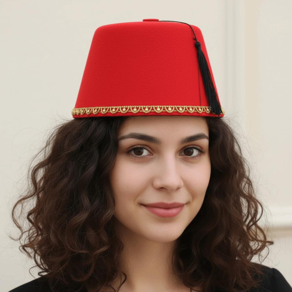 Breathable Felt Fez Cap Round Turkish Tassels Cap Tarboosh Fez Hat  Festival Supplies