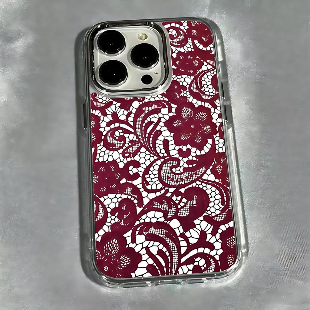 Black Lace Pattern Phone Case For Infinix Smart Note Tecno Camon Spark Pova Hot 30 40 50 8 9 10 Pro Plus 4G 5G Transparent Cover