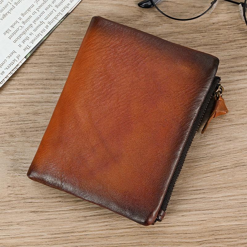 New Fashionable Leather Short Wallet, Men's and Women's Wiped Color Wallet, Multi Slot 20% Discount Coin Purse Wallet, Wallet Holder