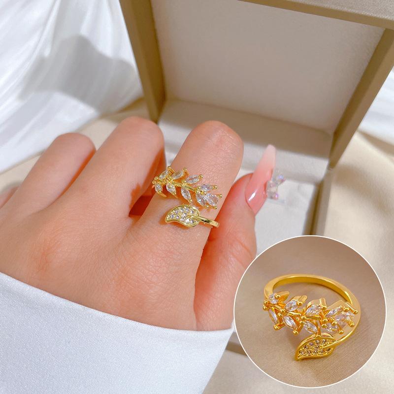 [Real Gold Electroplating] Temperament Advanced Sense Zircon Super Flash Ring Women'S Opening Can Be Adjusted And Simple