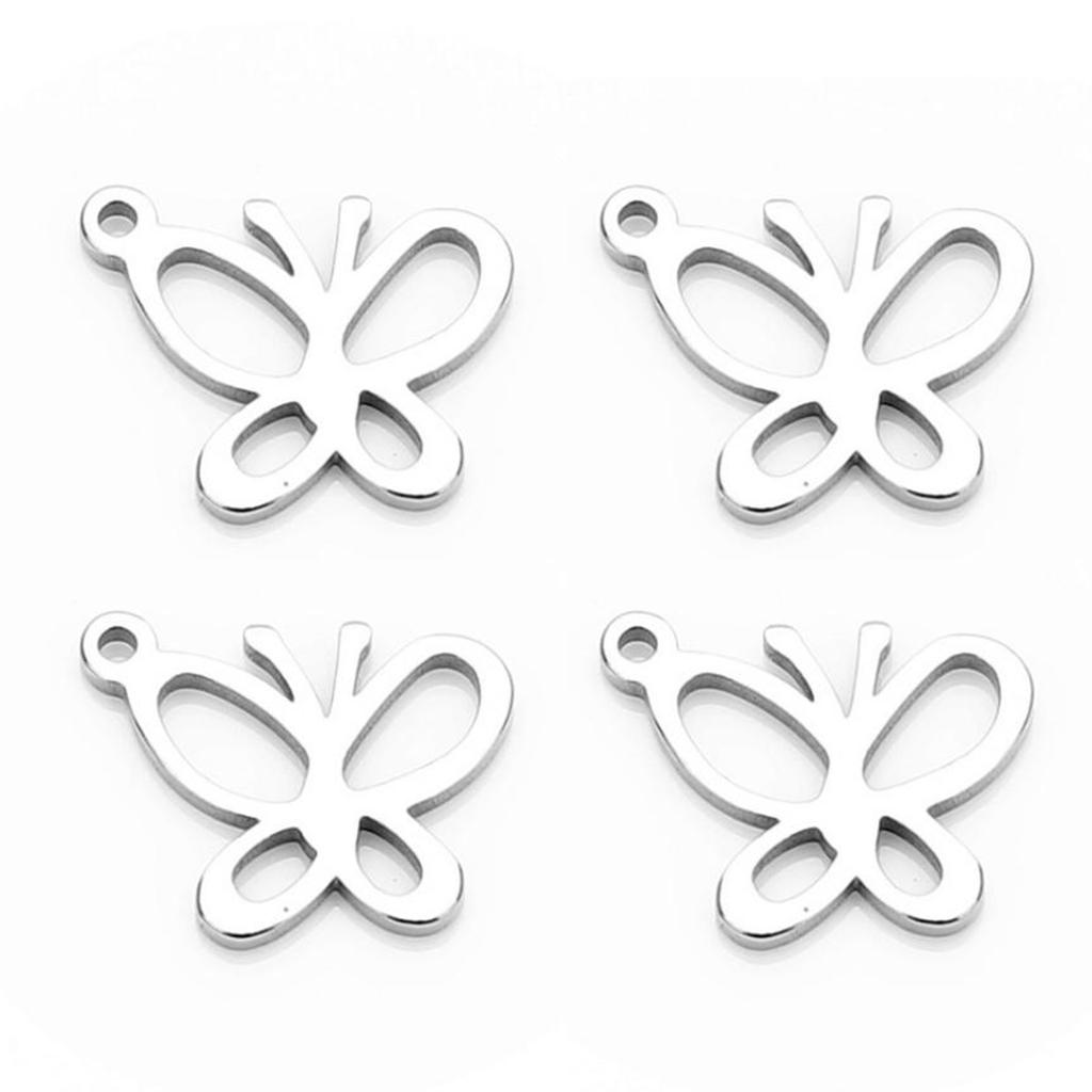 20Pcs Stainless Steel Butterfly Charms Pendants for Bracelets Earring DIY