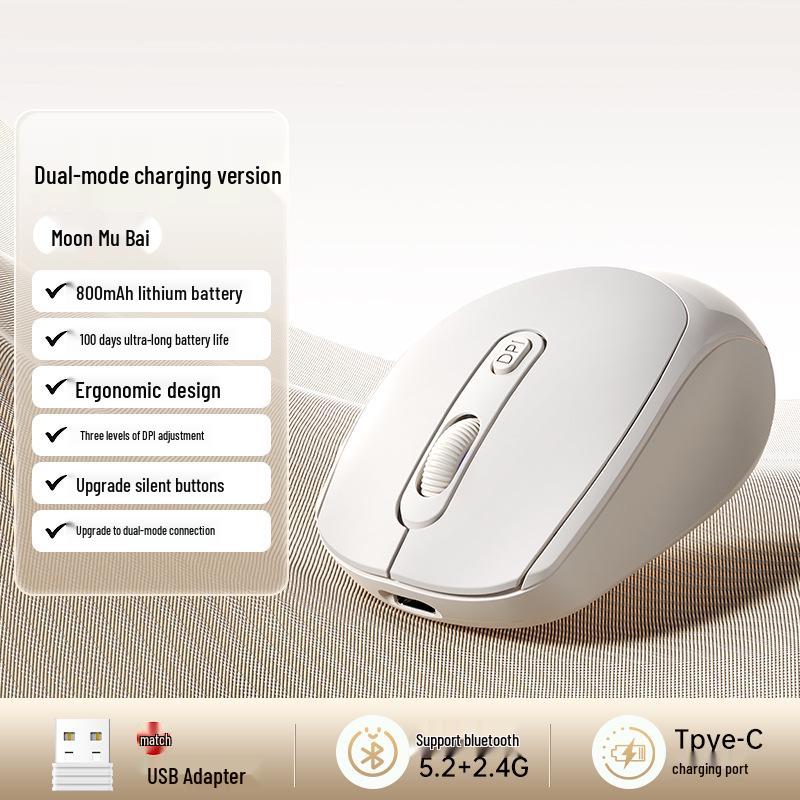 Bluetooth Wireless Dual-Mode Silent Mouse for Lenovo, Asus, HP, Dell Laptops
