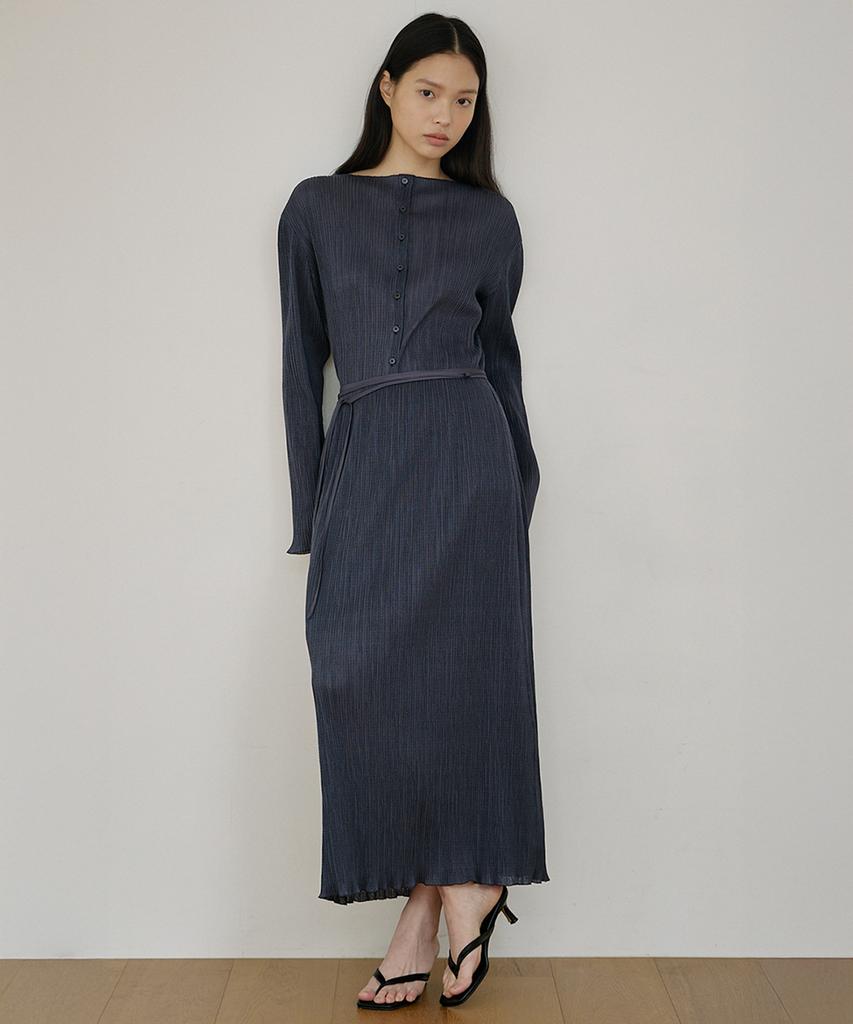 Oeoseoul Pleated Maxi Skirt [Charcoal]