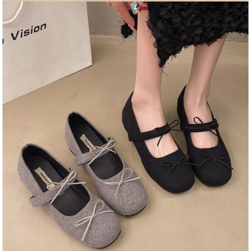 Fashion Retro Round Head Butterfly-knot Women Mary Jane Shoes Ladies Soft Sole Dress Flats Casual Street Style Ballet Shoes