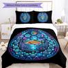 Cybernetic Fish Tech Mandala Pattern Bedding,Quilt Set Quilt Cover Pillowcase Home Birthday Gift (1 * Duvet Cover + 2 * Pillowcase, Without Core)