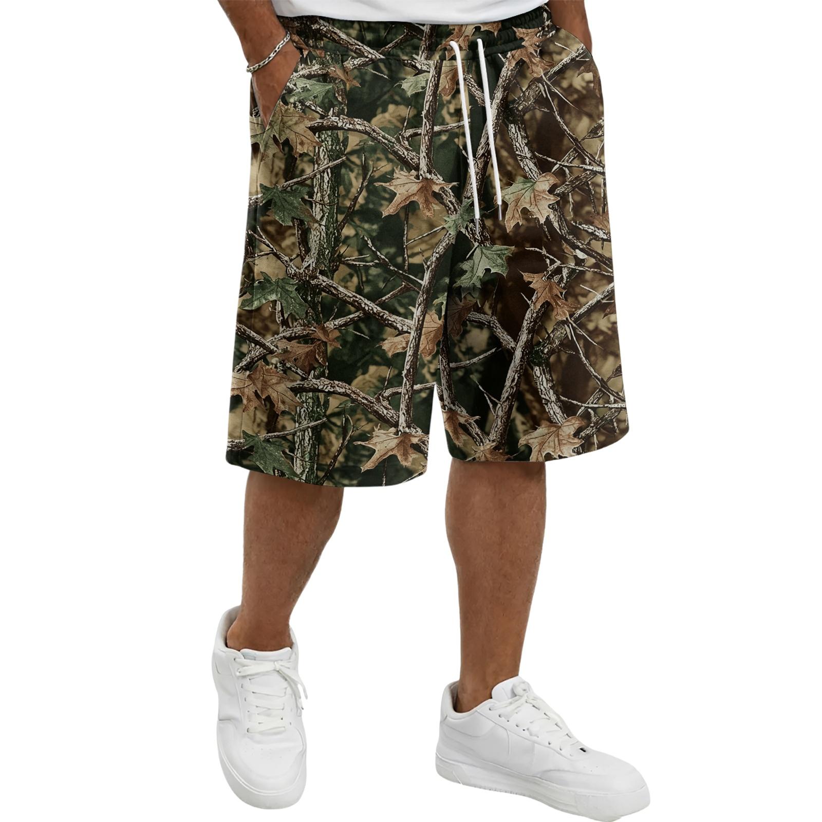 Men s Casual Camouflage Drawstring Shorts for Summer Outdoor Activities L
