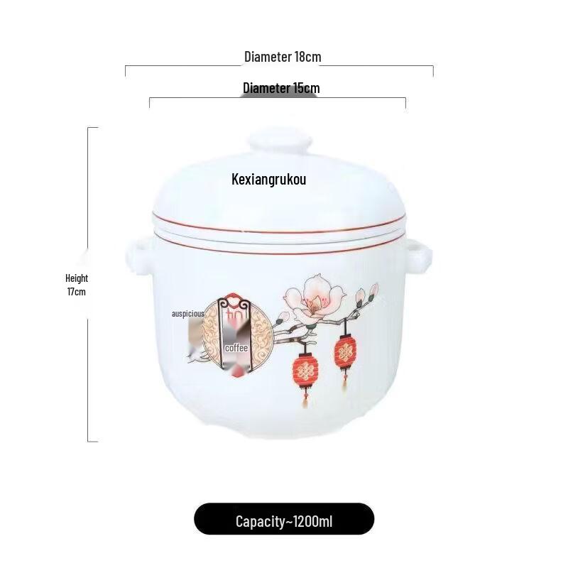 ZISIZ Ceramic Double-Lid Stew Pot