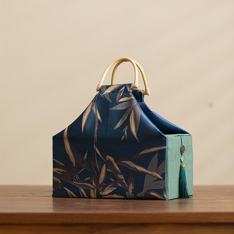 Creative Chinese Style Portable Tea Handbag Large Capacity Tea Can Festival Gift Box Travel Tea Set Cup Retro Storage Bags New