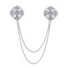 High Quality Rhinestone Flower Brooch Korean Tassel Chain Suit Collar Pins Corsage Fashion Wedding Party Jewelry Accessory