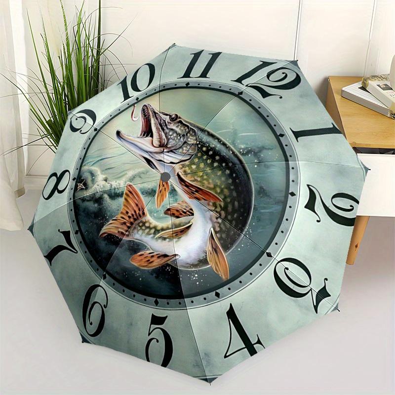1pc Fish Clock Auto Open/close, All-Season Portable Folding Umbrella for Women & Men, Travel, Everyday, Formal Events - Compact Luxury Parasol, Outdoo