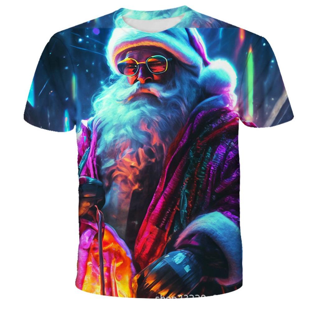 Weihnachts-T-Shirt Herren Bedruckt Bequem Kurzärmelig Bequem Vielseitig T-Shirts Modisch