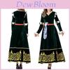 European Medieval Queen Costume With Green Velvet Cotton Fabric For Halloween Cosplay Party