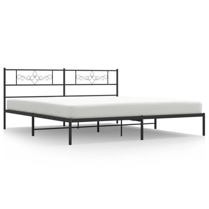 VidaXL Cadre de lit métal avec tête de lit noir 193x203 cm 355273