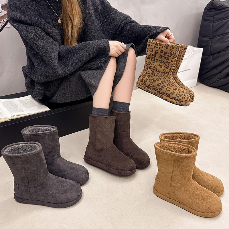 Women's lightweight comfortable thick sole cold warm padded snow boots non-slip wear outdoor sports mid-calf cotton boots