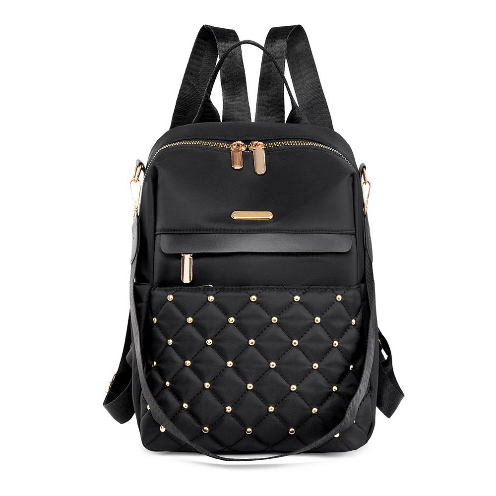 

Rhombus embroidery thread large-capacity bag women s 2025 new summer backpack trend school bag leisure travel backpack чёрный