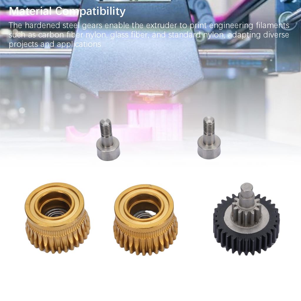 Upgraded Extruder Gear Set Hardened Steel DLC Coating Black Reduction Gold Double Bearing Gears for K1 Maximum 3D Printer