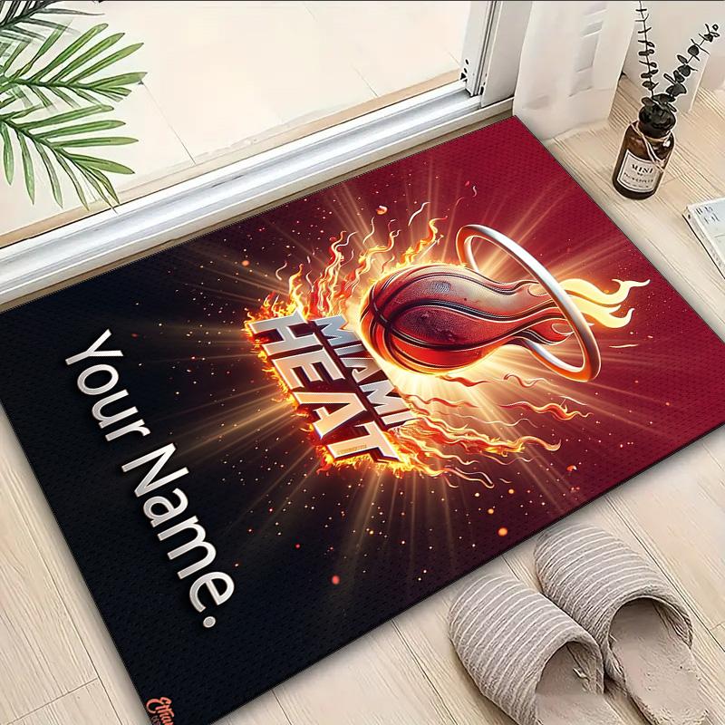 Custom Name Rug Miami Team Spirit Area Rug Suitable for Indoor And Outdoor,Carpets for Homes, Offices,Living Rooms,Home Decor,Christmas Gift