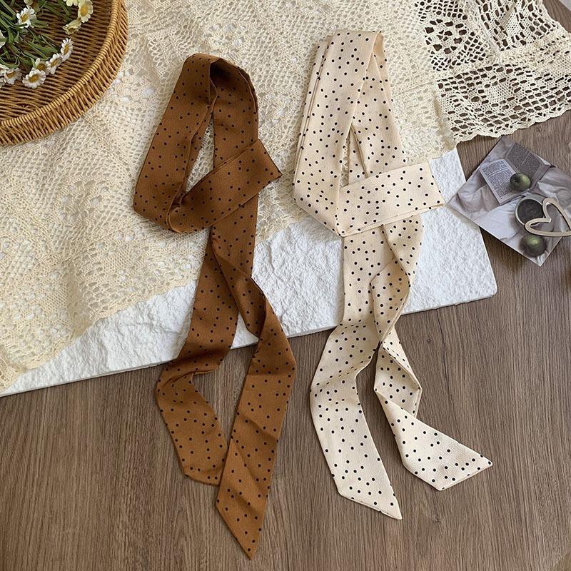 Double-layer polka dot silk scarf, high-end versatile small scarf, fashion headscarf, headband, hair tie, decorative belt.