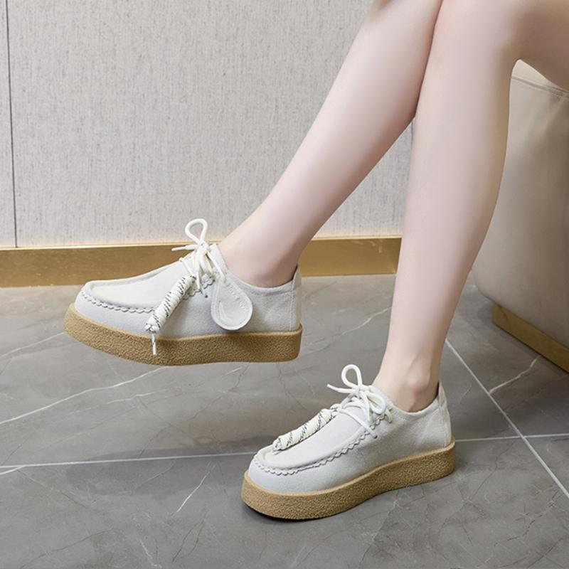 Fashion AIYUQI Women Shoes Loafers Suede Genuine Leather 2025 British Style Lace-Up Student Shoes Women Large Size Classic Ladies Shoes