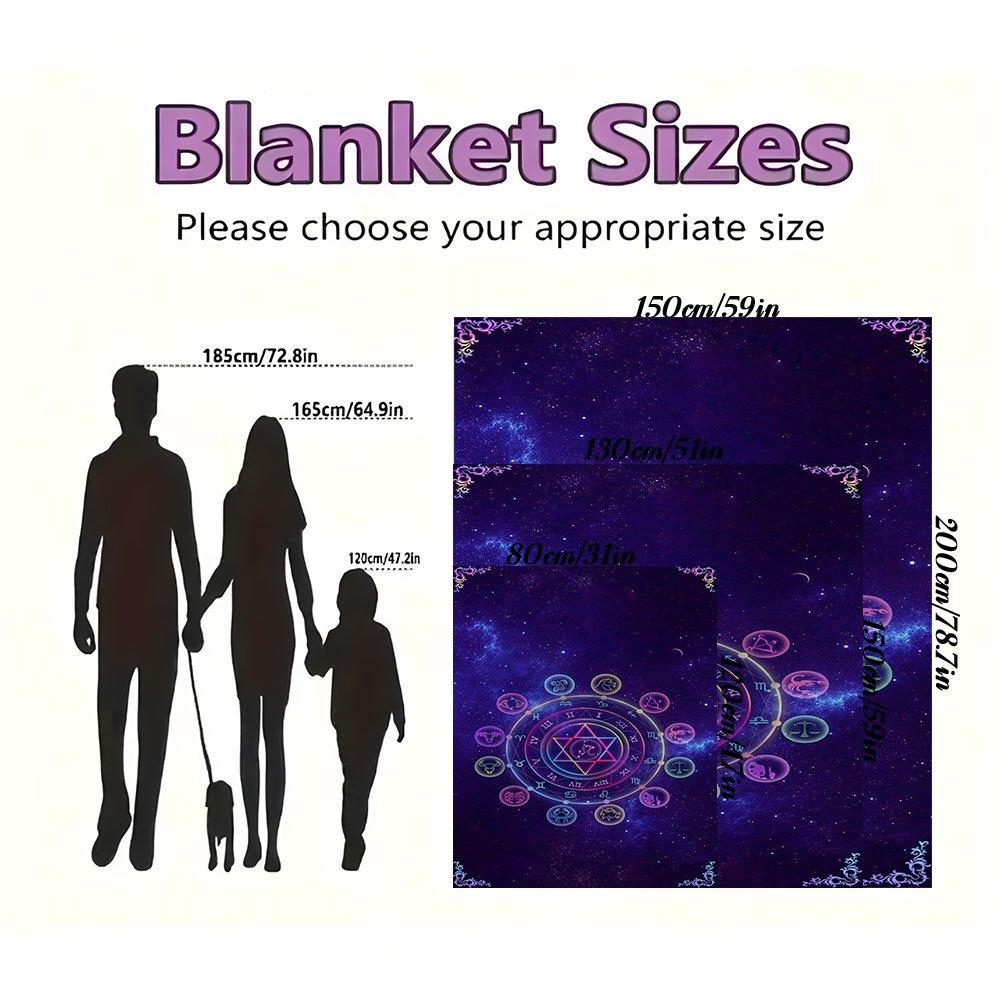 "Zodiac Wheel Astrology Mandala Wall Art Print"Blanket Flannel Throw Blanket for Sofa, Bed, Travel, Camping, Office