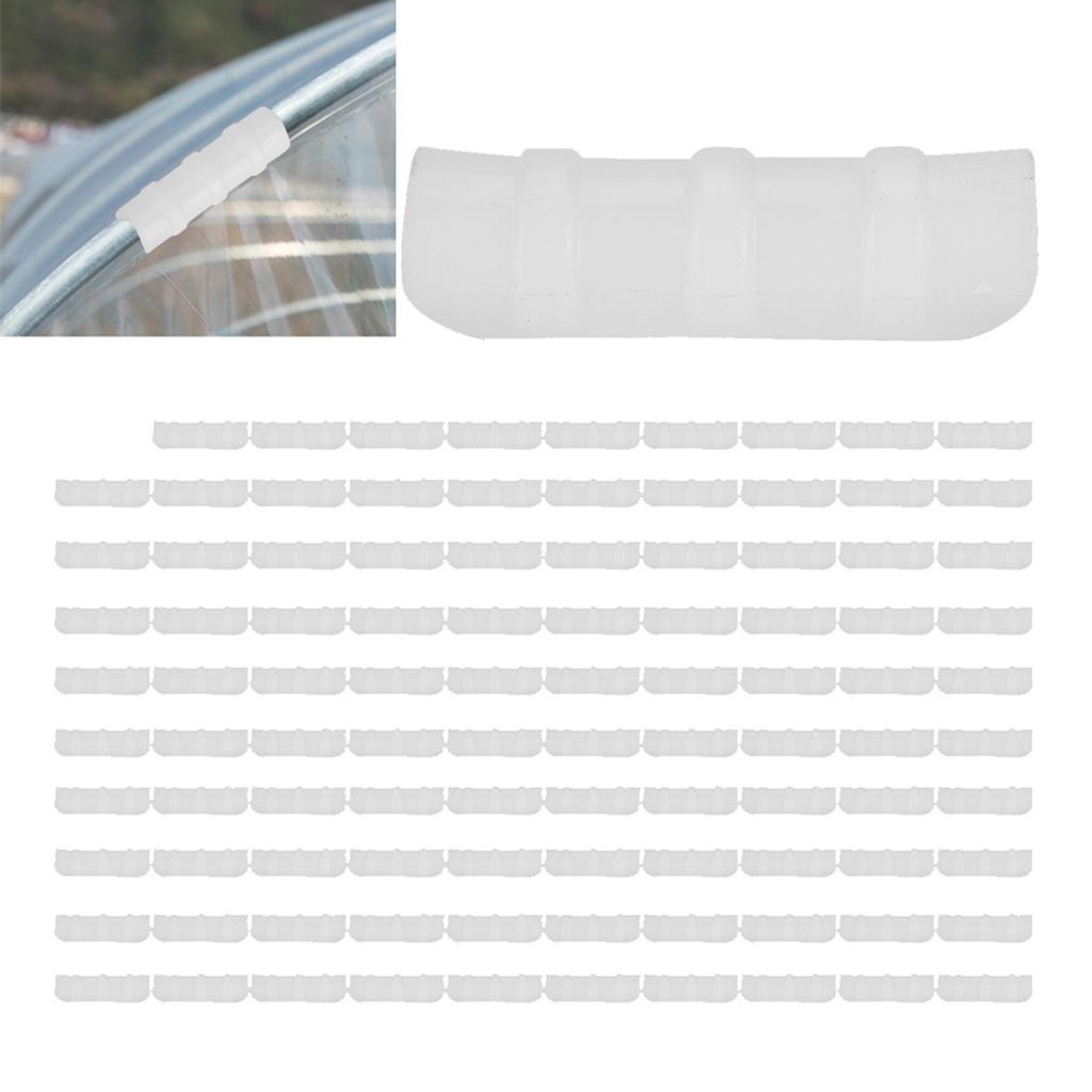 100pcs Greenhouse Frame Pipe Clip Clamp Garden Film Sunshade Net Fixing Clamp Connector22 ? White