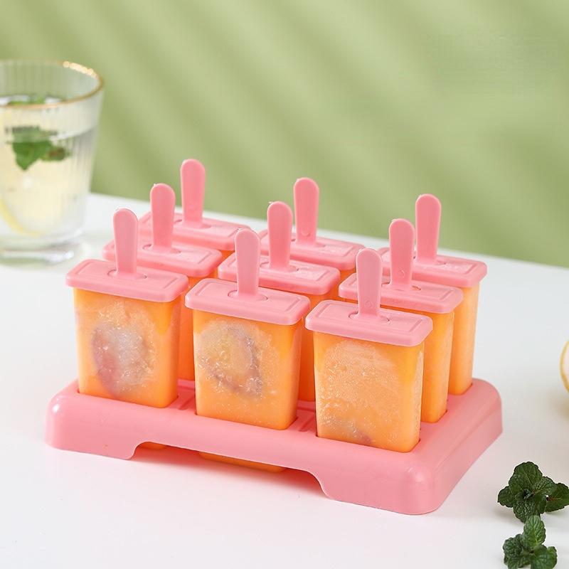 Stampo per Gelato 9 Stampini per Ghiaccioli Set, Stampo per Gelato Riutilizzabile con Bastoncino e Coperchio Strumento Creativo per la Cucina