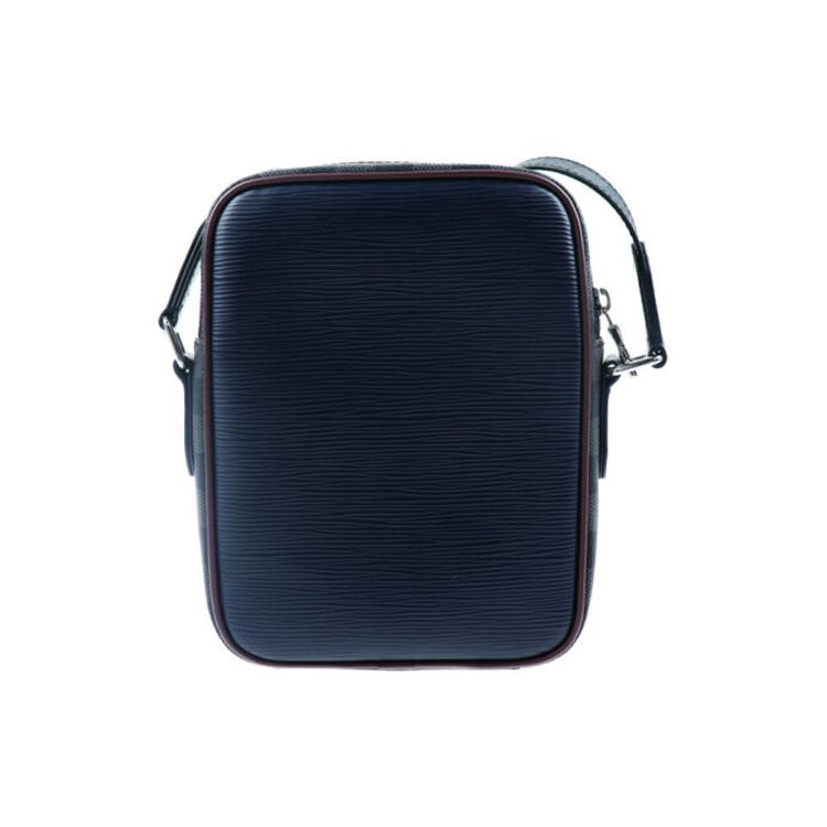 Louis Vuitton Danube Slim Graphite Checkered Trim Leather Shoulder Bag Men handbags Navy-Blue M55100