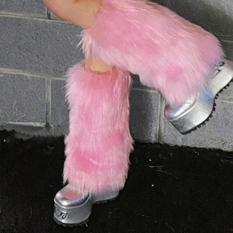 1 Pair Plush Leg Warmers for Y2k Style Party and Stage Performance, Autumn and Winter