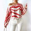 Women's Tops Temperament Off-the-shoulder Straight-neck Printed Loose Shirt