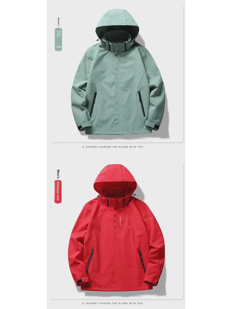 Stand Collar Hooded Outdoor Jacket for Men and Women - Spring/Autumn Casual Lightweight 
