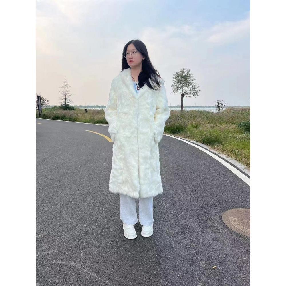 Fur Jacket Women's New Real Rabbit Fur Anti-season Long Medium and Long Fur Integrated Winter Coat