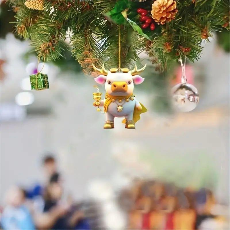 

Colorful Animal Cartoon Cow Christmas Tree Hangings For Joyful Decor Indoor 1