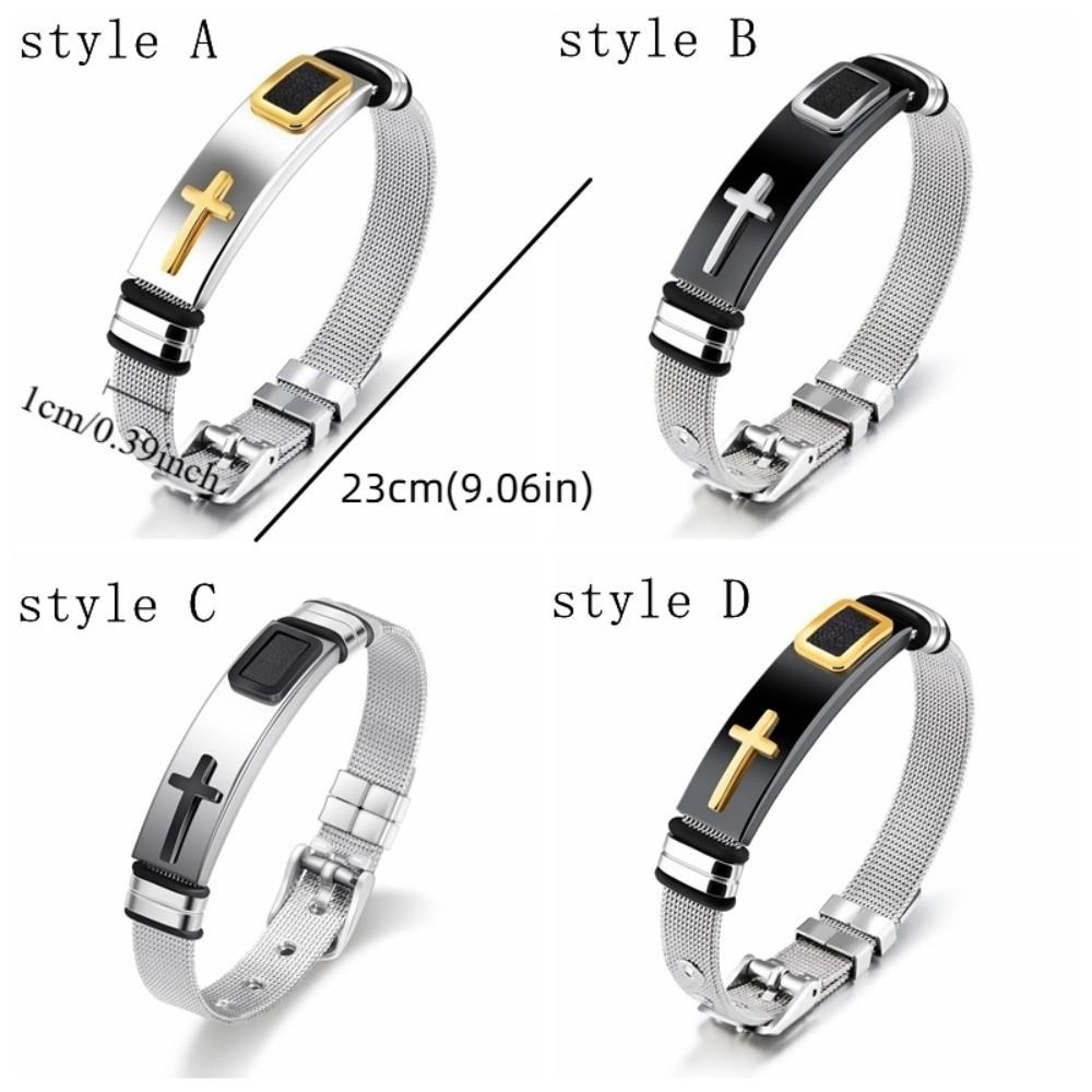 Stainless Steel Religious Bracelet Waterproof Fashion Bracelet Cross Bangles  Daily Use