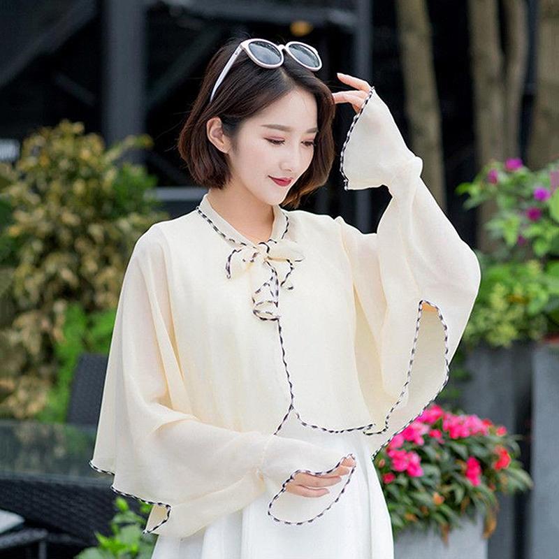 

Весна Лето Шифон Солнцезащитный Поддельный Воротник Одежда Шаль Для улицы Верховая езда Принт Кешью Защитные Рукава Шейный Платок Обертывание