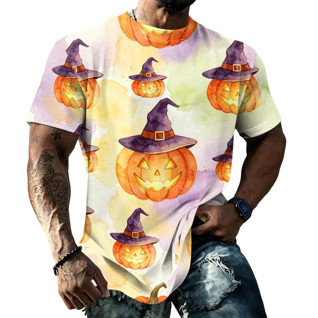 Unisex Loose Fit Casual Short Sleeve T-Shirt Halloween Themed Graphic Print Top Comfortable Everyday Wear
