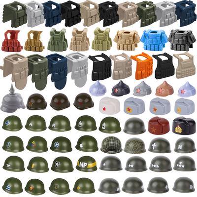 Military Figure MOC Building Block Accessories Vest Equipment Soviet American Soldier Helmet Hat Kit Mini Brick Toy Gift K48