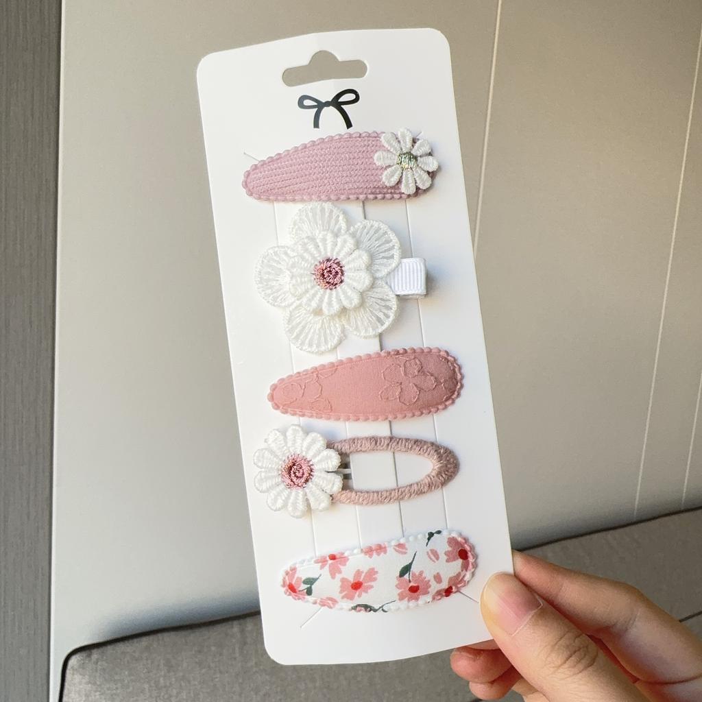 5PCS/Set New Girls Cute Solid Flowers Pattern Hairpins Kids Lovely Hair Clips Barrettes Headband Fashion Hair Accessories