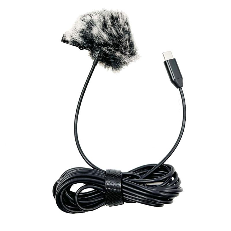 Professional Type C Microphone Clear Sound Mic Plug & Plays Lapel Mic High Sensitivity for Interviews & Voice Recording