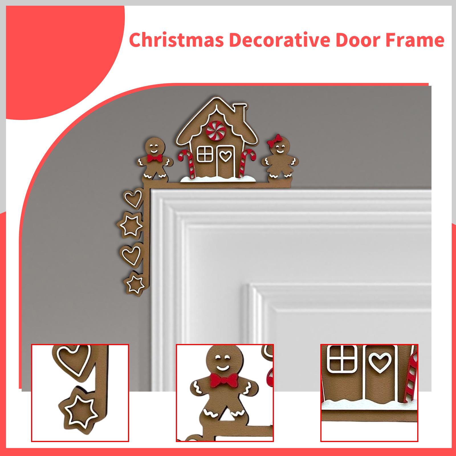 

Рождественский угловой декор для дверного проема, деревянное украшение, декор для крыльца, деревянная рамка, наклейка для украшения угла стены дома, двери One Size