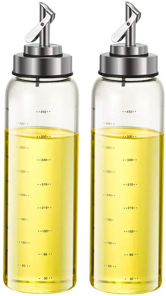 Leak-proof, dust-proof glass oil bottle, oil pot, soy sauce bottle, and vinegar bottle for home kitchen use, 500ml