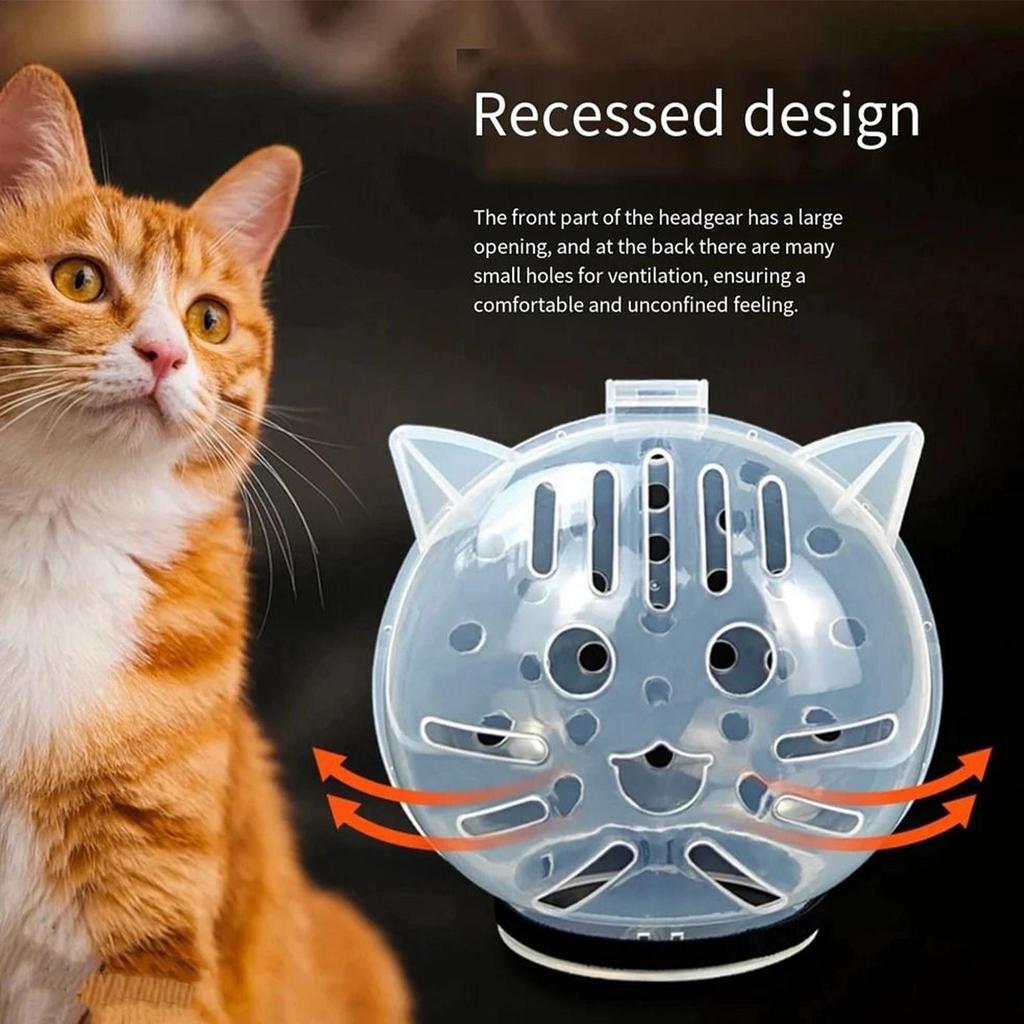 Cat Muzzle Pet Grooming Cover Transparent Face Cover Cat Anti Bite Accessories cats Anti Licking Space Hood Breathable Helmet