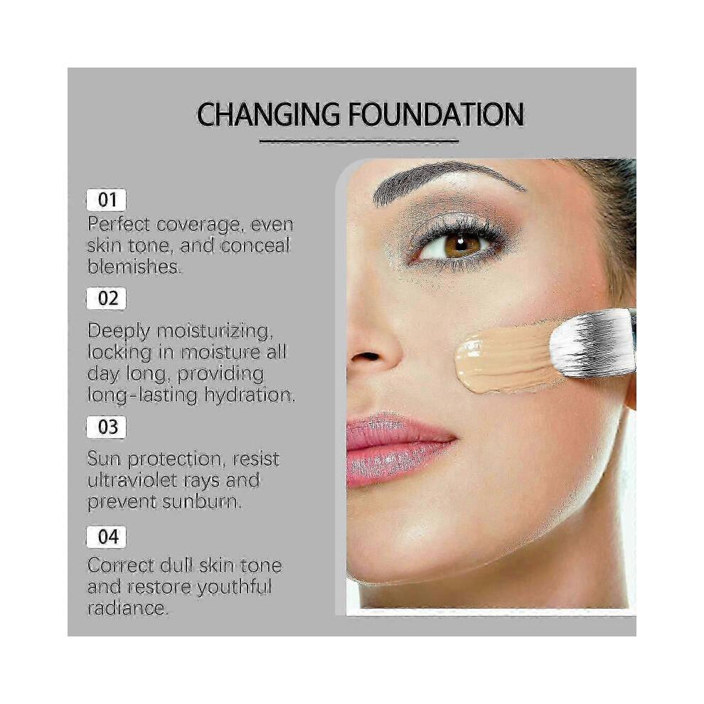 Changing Foundation Nature Colour-Changing Foundation for Women, Hydrating Magic Skin Changing Foundation, Moisturizing Light Weight Non-Greasy less