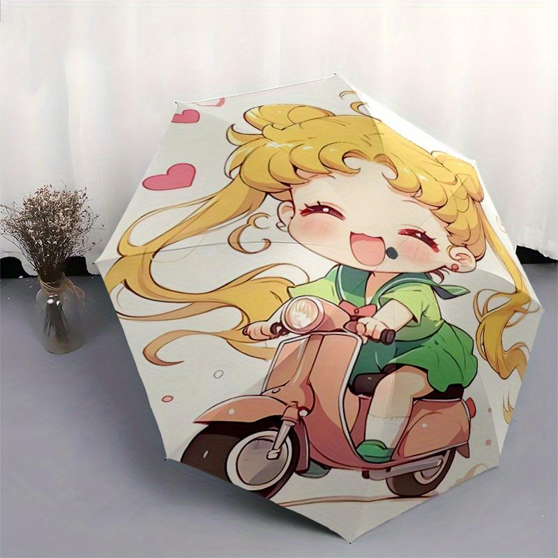 1pc Sailor Moon Inspired Auto-Folding Umbrella - Portable 3-Fold Design with 8 Iron Ribs, Perfect for Outdoor Use, Festive Gifts, Travelers, Dail