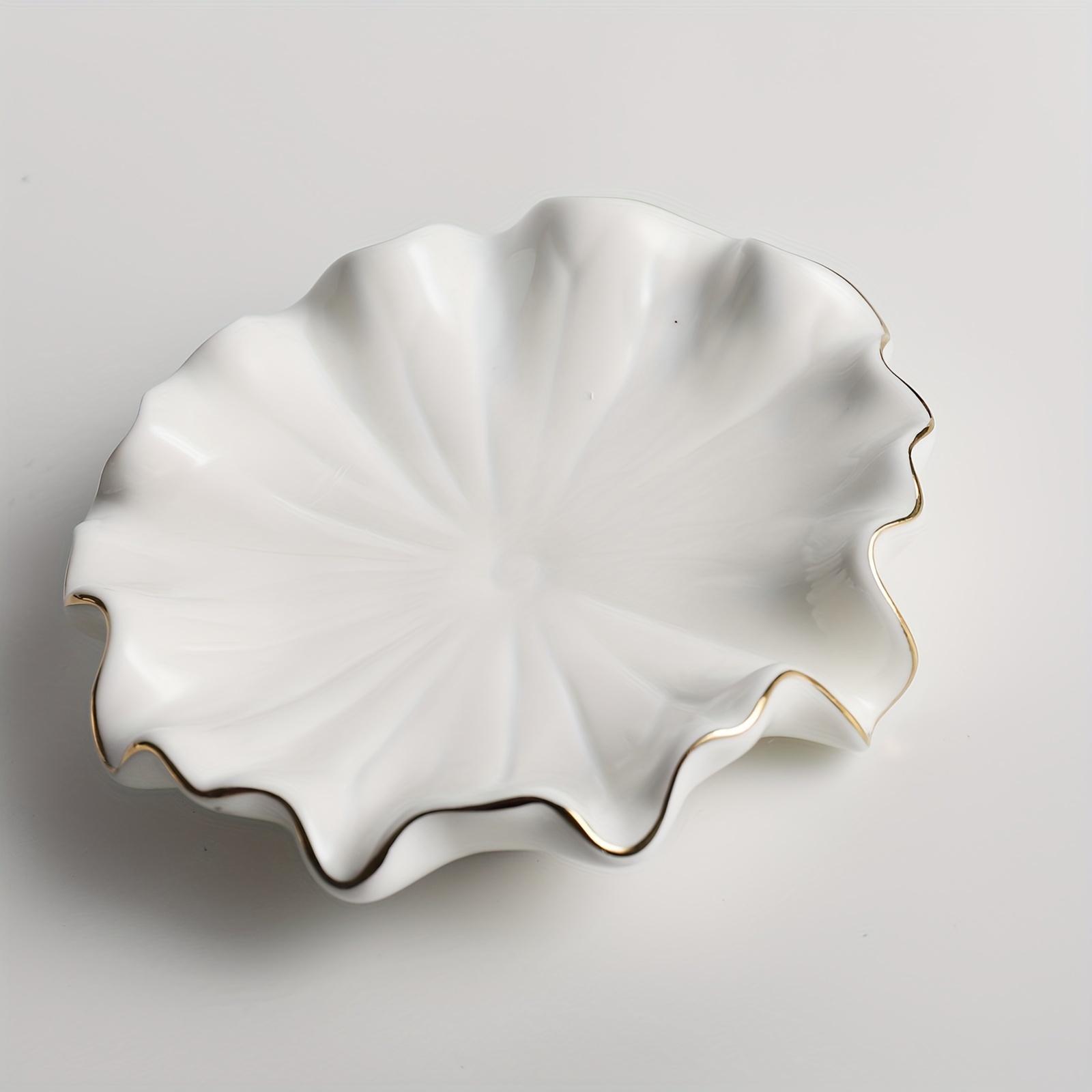 1 шт. Элегантная белая керамическая мыльница с золотой каймой, дизайн в виде ракушки, круглая, в форме листа лотоса
