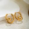 Distort Small Circle Round Hoop Earrings Personality Geometric Twist Huggie Ear Buckle Stainless Steel 18K Gold Plated Zircon